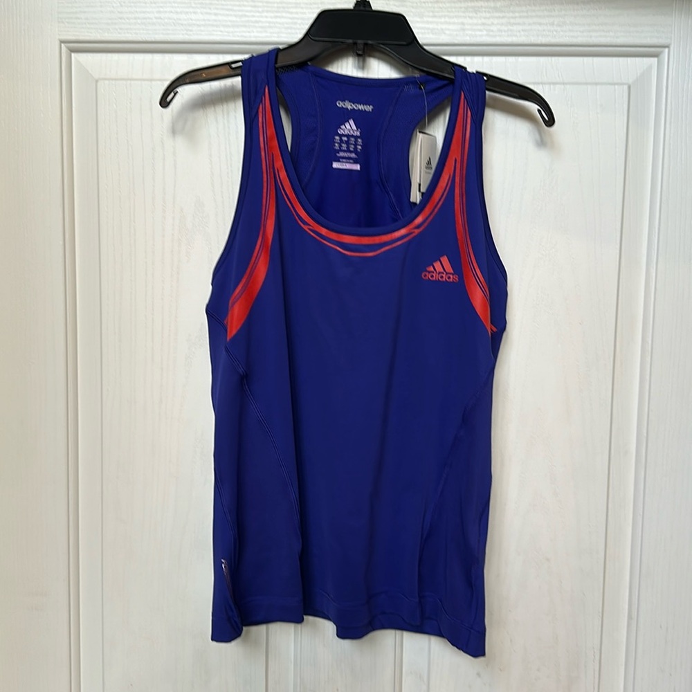 NWT Adidas Barricade Tennis/Pickleball/Golf Tank Top Blue with Red Accent